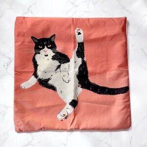Black White Cat Pillow Cover Decorative Throw Pillowcase Funny Tuxedo 17.5” NEW